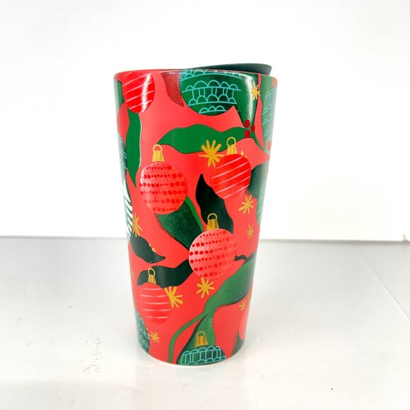 Starbucks Christmas Limited Edition Ornaments Ceramic Travel Mug- 2019 Red Green - Picture 2 of 12